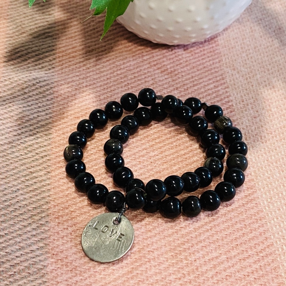 💕 LOVE Coin Stacking Beaded Stretch Bracelets - Picture 2 of 8